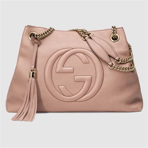 shopper gucci rosa|Gucci leather shoulder bag.